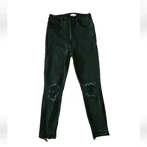 Good American Black Distressed High Rise Skinny Jeans 6/28 - Picture 1 of 10